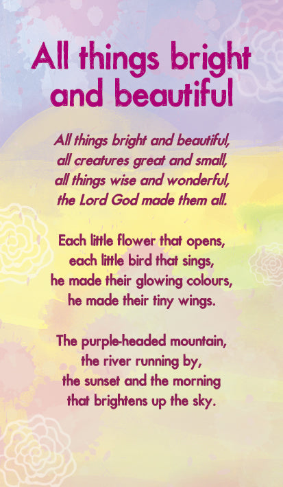 All Things Bright And Beautiful - Hymn Card (Double Sided)