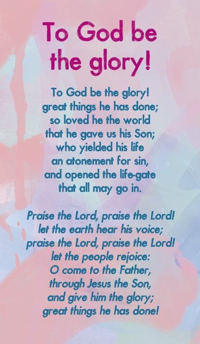 Hymn Card - To God Be The Glory! (Double Sided)