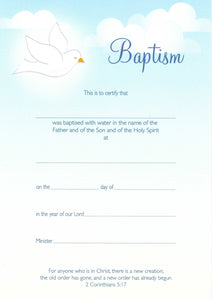 Baptism Certificate - Dove & Clouds - Child