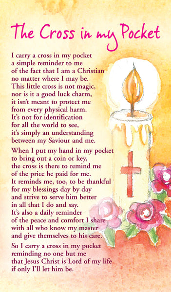 Cross in My Pocket Steel Prayer Card Sterling Gifts