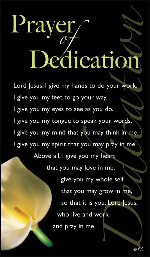 Prayer Card - Prayer Of Dedication – Kevin Mayhew